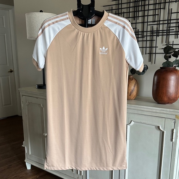 adidas Dresses & Skirts - Adidas Tan and White Midi Dress